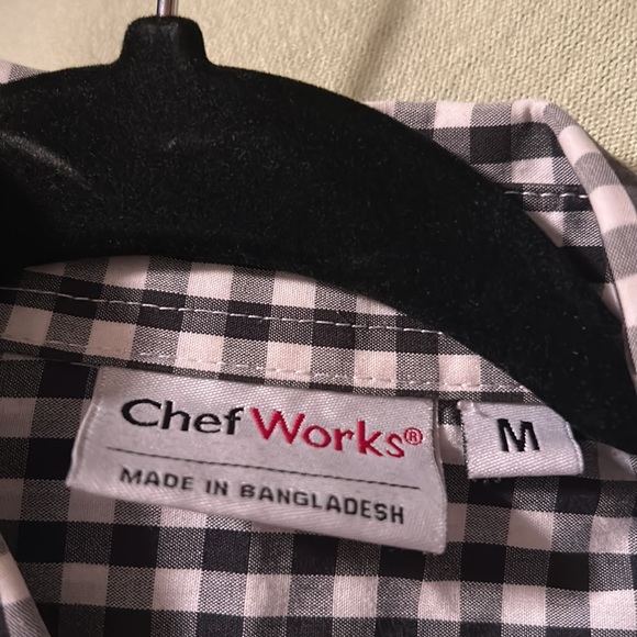 Chef Works button down black and white checkered shirt. Only worn once. - Picture 2 of 2